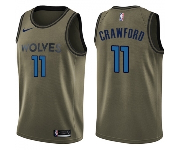 Youth Nike Minnesota Timberwolves #11 Jamal Crawford Swingman Green Salute to Service NBA Jersey