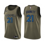 Youth Nike Minnesota Timberwolves #21 Kevin Garnett Swingman Green Salute to Service NBA Jersey