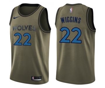 Youth Nike Minnesota Timberwolves #22 Andrew Wiggins Swingman Green Salute to Service NBA Jersey