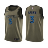 Youth Nike Minnesota Timberwolves #3 Anthony Brown Swingman Green Salute to Service NBA Jersey