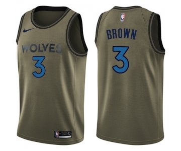 Youth Nike Minnesota Timberwolves #3 Anthony Brown Swingman Green Salute to Service NBA Jersey