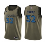 Youth Nike Minnesota Timberwolves #32 Karl-Anthony Towns Swingman Green Salute to Service NBA Jersey