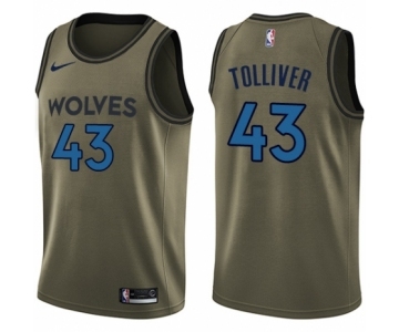 Youth Nike Minnesota Timberwolves #43 Anthony Tolliver Swingman Green Salute to Service NBA Jersey