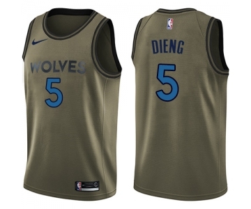 Youth Nike Minnesota Timberwolves #5 Gorgui Dieng Swingman Green Salute to Service NBA Jersey