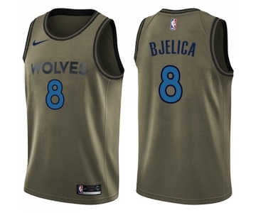 Youth Nike Minnesota Timberwolves #8 Nemanja Bjelica Swingman Green Salute to Service NBA Jersey