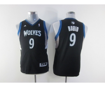 youth nba jerseys minnesota timberwolves #9 rubio black[revolution 30 swingman]