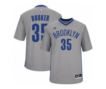 Men Adidas Brooklyn Nets #35 Trevor Booker Swingman Gray Alternate NBA Jersey