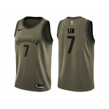 Men Nike Brooklyn Nets #7 Jeremy Lin Green Salute to Service NBA Swingman Jersey