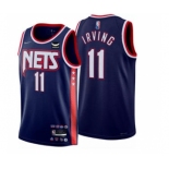 Men's Brooklyn Nets #11 Kyrie Irving 2021-2022 Navy Swingman City Edition 75th Anniversary Stitched Basketball Jersey