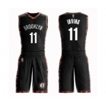 Men's Brooklyn Nets #11 Kyrie Irving Authentic Black Basketball Suit Jersey - City Edition