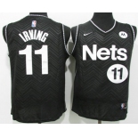 Men's Brooklyn Nets #11 Kyrie Irving Black Nike Swingman 2021 Earned Edition Stitched Jersey With Sponsor Logo