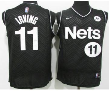 Men's Brooklyn Nets #11 Kyrie Irving Black Nike Swingman 2021 Earned Edition Stitched Jersey With Sponsor Logo