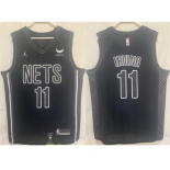 Men's Brooklyn Nets #11 Kyrie Irving Black Stitched Basketball Jersey.