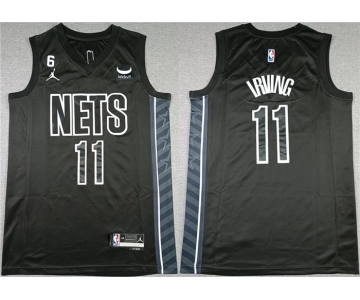 Men's Brooklyn Nets #11 Kyrie Irving Black2022-23 Statement Edition No.6 Patch Stitched Basketball Jersey