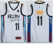 Men's Brooklyn Nets #11 Kyrie Irving NEW White 2021 City Edition Swingman Stitched NBA Jersey With The NEW Sponsor Logo