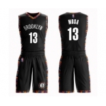 Men's Brooklyn Nets #13 Dzanan Musa Authentic Black Basketball Suit Jersey - City Edition