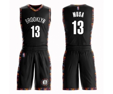 Men's Brooklyn Nets #13 Dzanan Musa Authentic Black Basketball Suit Jersey - City Edition