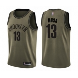 Men's Brooklyn Nets #13 Dzanan Musa Swingman Green Salute to Service Basketball Jersey