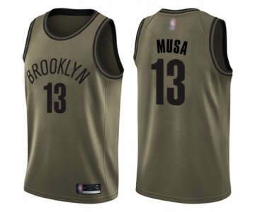 Men's Brooklyn Nets #13 Dzanan Musa Swingman Green Salute to Service Basketball Jersey