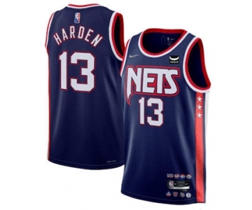 Men's Brooklyn Nets #13 James Harden 2021-2022 Navy Swingman City Edition 75th Anniversary Stitched Basketball Jersey