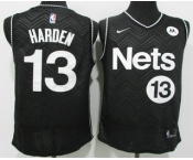 Men's Brooklyn Nets #13 James Harden Black Nike Swingman 2021 Earned Edition Stitched Jersey With Sponsor Logo