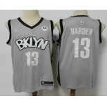 Men's Brooklyn Nets #13 James Harden Light Grey 2021 Brand Jordan Swingman Stitched NBA Jersey With NEW Sponsor Logo