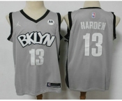 Men's Brooklyn Nets #13 James Harden Light Grey 2021 Brand Jordan Swingman Stitched NBA Jersey With NEW Sponsor Logo