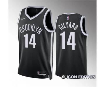 Men's Brooklyn Nets #14 Jacob Gilyard Black Draft Icon Edition Stitched Basketball Jersey