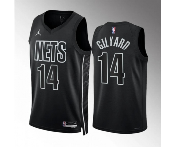 Men's Brooklyn Nets #14 Jacob Gilyard Black Draft Statement Edition Stitched Basketball Jersey