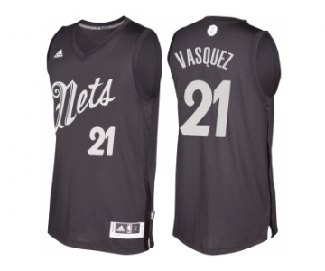 Men's Brooklyn Nets #21 Greivis Vasquez Black 2016 Christmas Day NBA Swingman Jersey