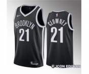 Men's Brooklyn Nets #21 Noah Clowney Black 2023 Draft Icon Edition Stitched Basketball Jersey