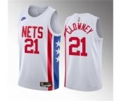 Men's Brooklyn Nets #21 Noah Clowney White 2023 Draft Classic Edition Stitched Basketball Jersey