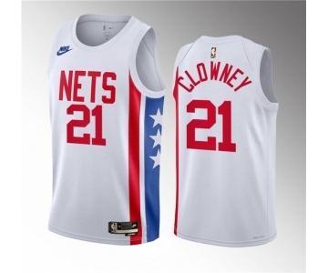 Men's Brooklyn Nets #21 Noah Clowney White 2023 Draft Classic Edition Stitched Basketball Jersey