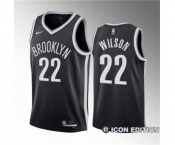 Men's Brooklyn Nets #22 Jalen Wilson Black 2023 Draft Icon Edition Stitched Basketball Jersey