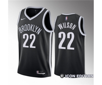 Men's Brooklyn Nets #22 Jalen Wilson Black 2023 Draft Icon Edition Stitched Basketball Jersey