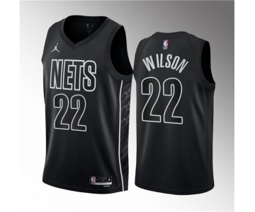 Men's Brooklyn Nets #22 Jalen Wilson Black 2023 Draft Statement Edition Stitched Basketball Jersey