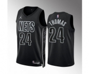 Men's Brooklyn Nets #24 Cam Thomas 2022-23 Black Statement Edition Stitched Basketball Jersey