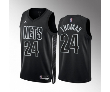 Men's Brooklyn Nets #24 Cam Thomas 2022-23 Black Statement Edition Stitched Basketball Jersey