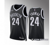 Men's Brooklyn Nets #24 Cam Thomas Black Icon Edition Stitched Basketball Jersey