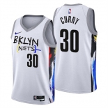 Men's Brooklyn Nets #30 Seth Curry 2022-23 White City Edition Stitched Basketball Jersey