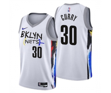 Men's Brooklyn Nets #30 Seth Curry 2022-23 White City Edition Stitched Basketball Jersey