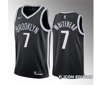 Men's Brooklyn Nets #7 Dariq Whitehead Black 2023 Draft Icon Edition Stitched Basketball Jersey