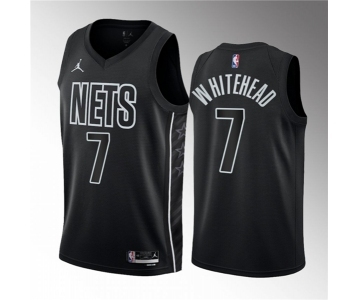 Men's Brooklyn Nets #7 Dariq Whitehead Black 2023 Draft Statement Edition Stitched Basketball Jersey