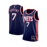 Men's Brooklyn Nets #7 Kevin Durant 2021-2022 Swingman Navy City Edition 75th Anniversary Stitched Basketball Jersey