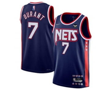 Men's Brooklyn Nets #7 Kevin Durant 2021-2022 Swingman Navy City Edition 75th Anniversary Stitched Basketball Jersey