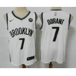 Men's Brooklyn Nets #7 Kevin Durant 2021 White Swingman Stitched NBA Jersey With The NEW Sponsor Logo