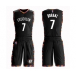 Men's Brooklyn Nets #7 Kevin Durant Authentic Black Basketball Suit Jersey - City Edition