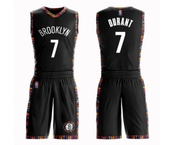 Men's Brooklyn Nets #7 Kevin Durant Authentic Black Basketball Suit Jersey - City Edition