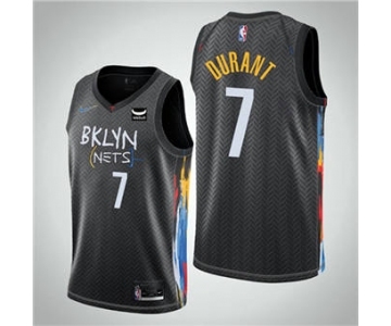 Men's Brooklyn Nets #7 Kevin Durant Black City Edition Stitched Basketball Jersey