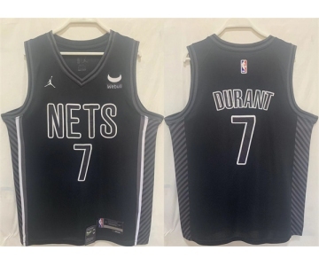 Men's Brooklyn Nets #7 Kevin Durant Black Stitched Basketball Jersey.